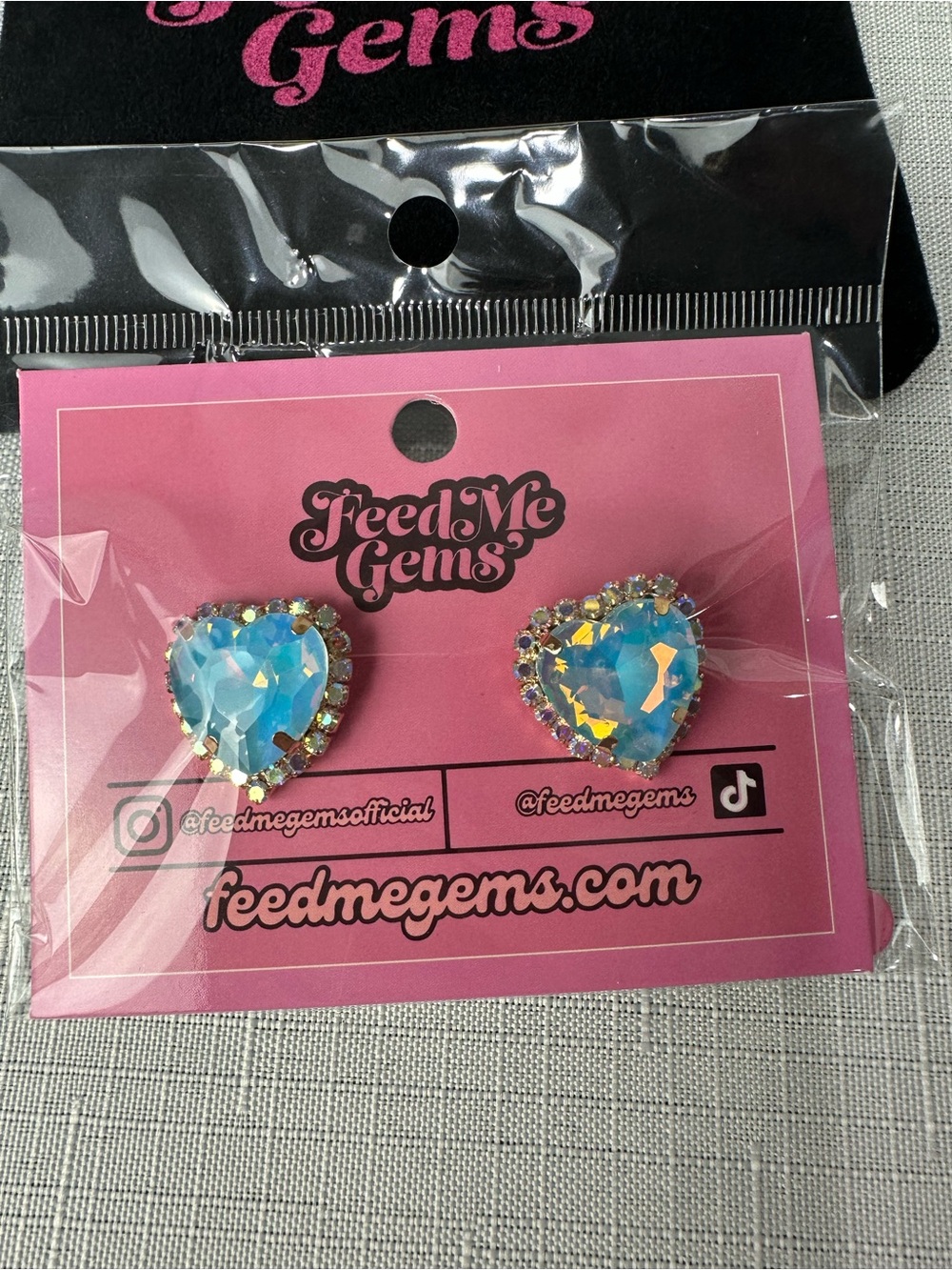 NEW Feed Me Gems Blue Opal Signature Heart Studs - Picture 4 of 5